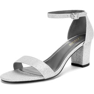 Women's Heeled Sandals Open Toe Ankle Strap 2.5-Inch Chunky Heels Dress Shoes Wide Feet Friendly