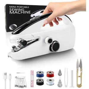 Mini Handheld Sewing Machine, Hand Held Sewing Machine for Beginners, Hand Sewing Machine for Clothes Fabrics Repair Home DIY, Small Manual Sewing Machine Portable, Hand Stitching Machine