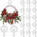 Yookeer 30 Pcs Christmas Wreath Hanger Suction Cup Hooks Heavy Duty Reusable Suction Cups Large Clear Door Wreath Hanger for Glass Door Window Hooks