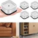 shouwuhho 4 Pack Furniture Risers Adjustable Bed Risers Heavy Duty Lifts Height 1", Square Stackable Bed Risers 1, 2 or 3 Inch for Desk Leg Table Couch Sofa Chair Bed Frame Legs Dorm, White