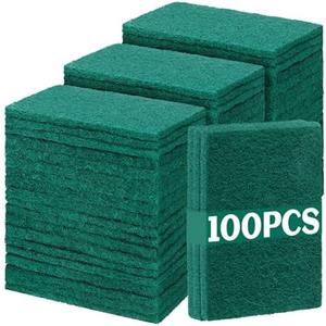 Hoolerry  Heavy Duty Scouring Pads Non Scratch Household Scrub Pads for Cleaning Reusable Pan Scrubber Anti Grease Scrubbing Pads for Dish Kitchen Metal Grills, 4.3 x 3 x 0.3 in (Green)