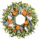 Spring Wreath for Front Door 24 Inch, Summer Floral Wreaths with Artificial Daisy and Lavender for All Season Home Decor Easter Indoor Outdoor Wall Home Celebrations