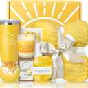 Noerrors Birthday Gifts for Women, Sending Sunshine Gifts Baskets for Best Friend, Unique Spa Birthday Gifts Box with Blanket for Her Sister Friendship BRIGHTEN HER DAY! (Yellow)