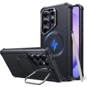 ESR for Samsung Galaxy S26 Phone Case with Stash Stand, 7X Military-Grade Drop Protection, Shock-Absorbing Rugged Cover, Compatible with MagSafe Accessories, Cyber Series, Black