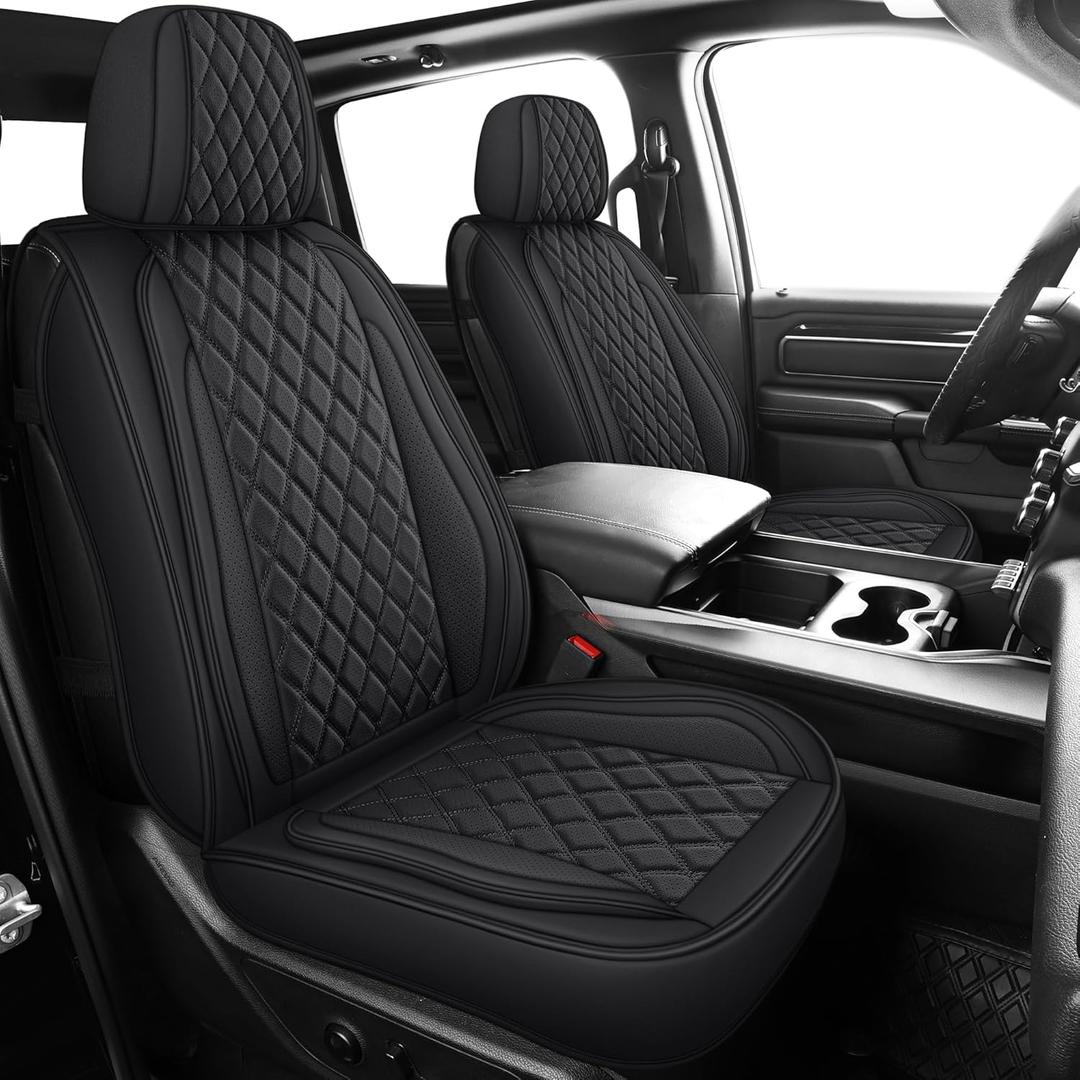 MIROZO Faux Leather Truck Seat Covers, Custom Fit for 2007-2013 and 2019-2023 Chevy Silverado GMC Sierra 1500 & 2500HD 3500HD Crew Cab (Black)