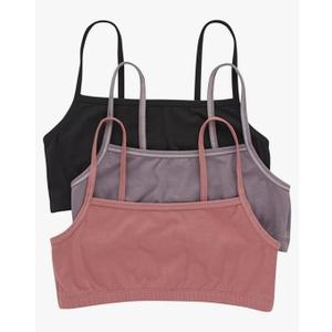 Hanes Women's Cropped Bralette Pack, 3-Pack, Breathable Crop Top Bras, Solid or Assorted, 3-Pack, M