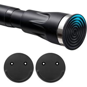 Heavy Duty Shower Curtain Rod - 42 to 87" Adjustable,3-In-1 Installation (No Drilling, Stick-On Or Screw Mount), Non-Slip Stainless Steel Tension Rod for Bathroom,Windows,Room Dividers,Black