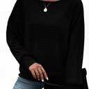 Womens Long Sleeve Shirts Crewneck Tunic Tops Pullover Sweaters Business Casual Blouses Fall Fashion 2026 (Medium, Black)
