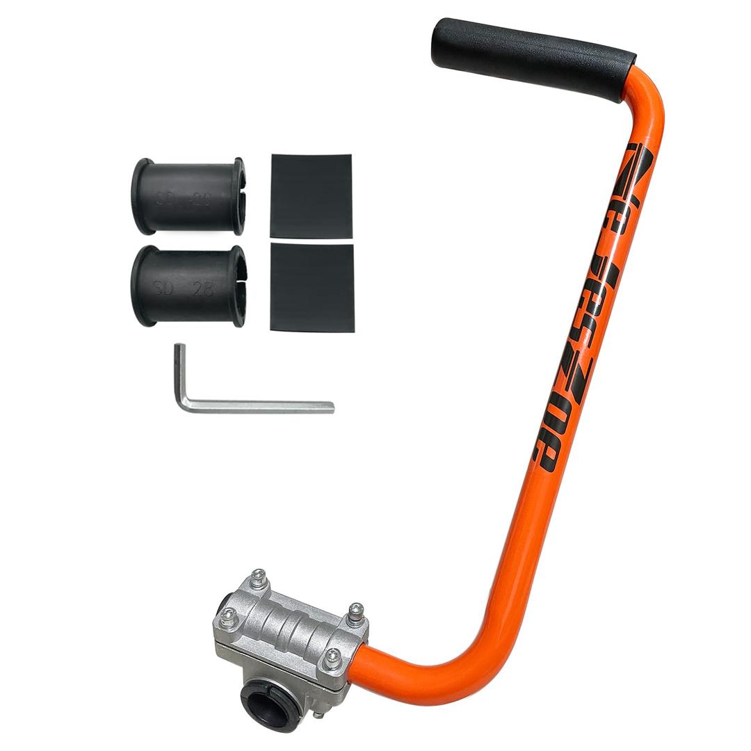 NeJesZoe Ergonomic Trimmer Grip for Weed Wackers Extension Handle, String Trimmer Handle Lawn Trimmer Handle Grip with Bracket Clamp for String Trimmer, Lawn Care, Landscaping (Orange Black), just the bar