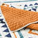 EWlinens Boho Queen Quilt Set - 100% Cotton Burnt Orange Quilts Queen Size, Bohemian Blue Lightweight Comforter Bedspread for Queen Bed, Soft Striped Geometric Quilt Bedding Set for All Season, 3pcs