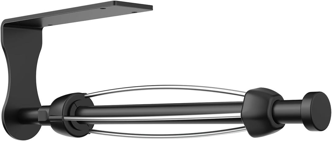 SetSail Paper Towel Holder, Single Hand Operable Paper Towel Holder Under Cabinet with Adjustable Damper, Easy Tear, Wall Mount, Self-Adhesive or Drilled for Kitchen Bathroom, Black (1 pack)