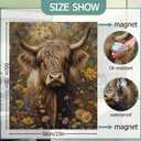 Dishwasher Cover,Highland Cow Reusable Dishwasher Magnet Cover,Decorative Yellow Wildflowers Magnetic Refrigerator Cover Front Panel Cover for Kitchen Decor 23x26 Inch
