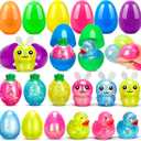 12 Pack Prefilled Easter Eggs with Squeeze Ball Toys, Surprise Filled Easter Egg Fillers with Stress Ball Inside for Kids Age 3+, Easter Party Favors Gifts and Egg Hunt Supplies for Boys Girls