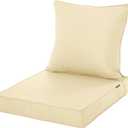 Outdoor Cushions for Patio Furniture, Waterproof Fade and Tear Resistant Deep Seat and Backrest Cushion Set for Chair Couch Swing, 24x24 Inch, Beige, 1 Set