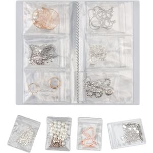 DesignSter Jewelry Storage Book, Earring Organizer Book, Jewelry Storage Bag Thicken Anti-Oxidation, Jewelry Travel Organizer (84Grids+50pcs Ziplock Bags)