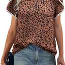 PRETTYGARDEN Womens Ruffle Petal Sleeve Lace Crochet Floral Boho Tunic Top (XS)