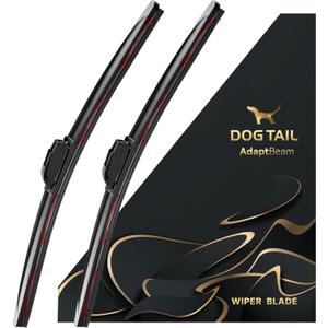 DOG TAIL Neoprene Dual-Steel Frame Wiper Blades 22"+22" with Multiple Adapters, Automotive Replacement Vehicle Front Windshield Wiper Blades Set for My Car Truck Vehicle AdaptBeam