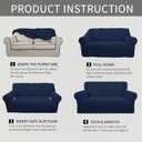 Easy-Going Stretch Loveseat Slipcover 1-Piece Sofa Cover Furniture Protector Couch Soft with Elastic Bottom for Kids Polyester Spandex Jacquard Fabric Small Checks (Loveseat, Navy)