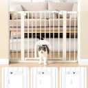 Babelio 29-48" Extra Wide Baby Gate with Adjustable Cat Door,Easy Install Pressure/Hardware Mounted,Auto Close Pet door for Stairs,House,Doorways,Effortless Walk Thru,White