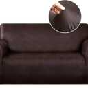 molasofa Loveseat Covers - Couch Cover for Leather Couches, Soft and Washable Loveseat Covers with Leather-Like Quality. Non-Pilling, Non-Slip 1-Piece Couch Cover for Pets and Kids (Chocolate)