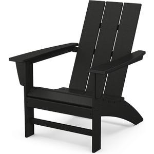 POLYWOOD Modern Adirondack Chair – All-Weather Outdoor Lawn Adirondack Chairs – HDPE, Fade-Resistant & Durable Outdoor Furniture – For Patio, Deck & Fire Pit Chairs – Black, 32.11in. X 29.25in. X 34.66in.