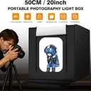 Light Box Photography 20"x20" with 80LED Lights and 4 Color Backdrops Photo Box with Lights, Foldable Light Box with Adjustable Brightness, 6000-6500K Dimmable Portable Picture Box Shooting