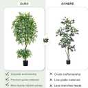 7ft Tall Ficus Artificial Trees with Double-Layered Canopy, Large Fake Floor Tree with Natural Curved Trunk, Lush Faux Silk Ficus Tree Indoor for Home Living Room Office Villa Patio Porch