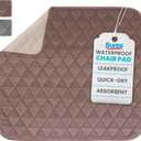 Sures Waterproof Chair Pads for Incontinence (22" x 21") - Washable, Waterproof Seat Protector - Chair Protector Seat Cover - Absorbent Incontinence Pad for Bed, Seat Car Wheelchair & Recliner (Brown)