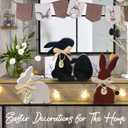 2 x Easter Decorations for Home: 4 pcs Bunny Table Decorotions Wooden Bunny Decorotions Centerpiece Signs with Bow Tie, Sign, Rustic Tiered Tray Decor Farmhouse Bunny Decorations for Table, Vintage Easter Gifts