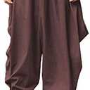 ONTTNO Men's Harem Pants Loose Stretchy Waist Casual Hippie Trousers, XXL
