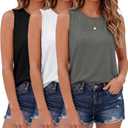 Gayhay 3 Pack Womens Tank Tops - Crew Neck Sleeveless Shirts Loose Fit Spring Summer Clothes Beach Vacation Outfits 2026 L