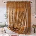 AmazerBath Extra Long Shower Curtain Liner, 100% EVA Clear Amber Heavy Duty 84 inch Shower Curtain and Liner 2-in-1, 72x84 Plastic Weighted Bathroom Shower Liner, 12 Grommets & 3 Heavyweight Stones (Rainbow Caramel Latte)