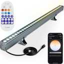 Smart Wall Washer Lights Adjustable Color Temperature 2700K-6500K,72W 9600lm 1%-100% Brightness Dimmable LED Bar Light APP & Remote Control for Outdoor, Compatible with Alexa/Google Assistant