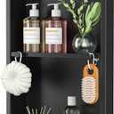 Stainless Steel Shower Niche w/Hooks, Wall Vertical Niche Without Tiling, Recessed Shower Shelf for Bathroom Storage, Over-Mount Installation (Black, 12'' x 24'')
