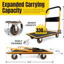 MaxWorks Foldable Platform Truck Push Dolly 330 lb Capacity 28.75" x 18.75" x 33" Heavy‑Duty Utility Cart with Fold Down Handle for Home Garage Warehouse and Workshop Use (80876)