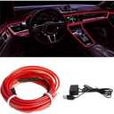 KHGUZ EL Wire Car Interior LED Strips Lights, 16FT 5V USB Auto Neon Light Strip, Electroluminescent Vehicle Interior Ambient Lighting Decor Accessories, Universal for RV, SUV, Truck (Red)