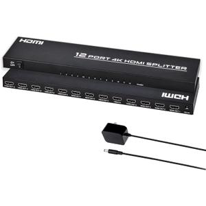 HDMI Splitter 1 in 12 Out, 4K@30Hz Powered Video Split Duplicator/Distributor Duplicate/Mirror Screen, 3D 4K for Watching Sports Matches, Exhibitions, TV Stores