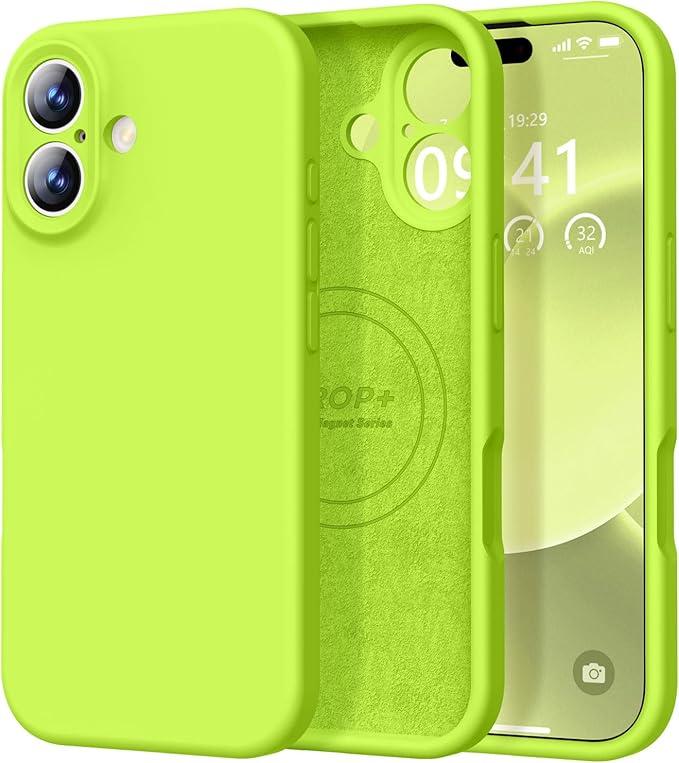 Vooii Magnetic for iPhone 17 Case, Compatible with Magsafe (Premium Liquid Silicone) (Integrated Camera Control Button) Full Body Protective Anti-Scratch Microfiber Lining 6.3", Green