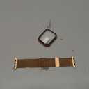 Waterproof Stainless Steel Milanese Band with Case Compatible for Apple Watch (Rose Gold, 45mm-Series 9 8 7)