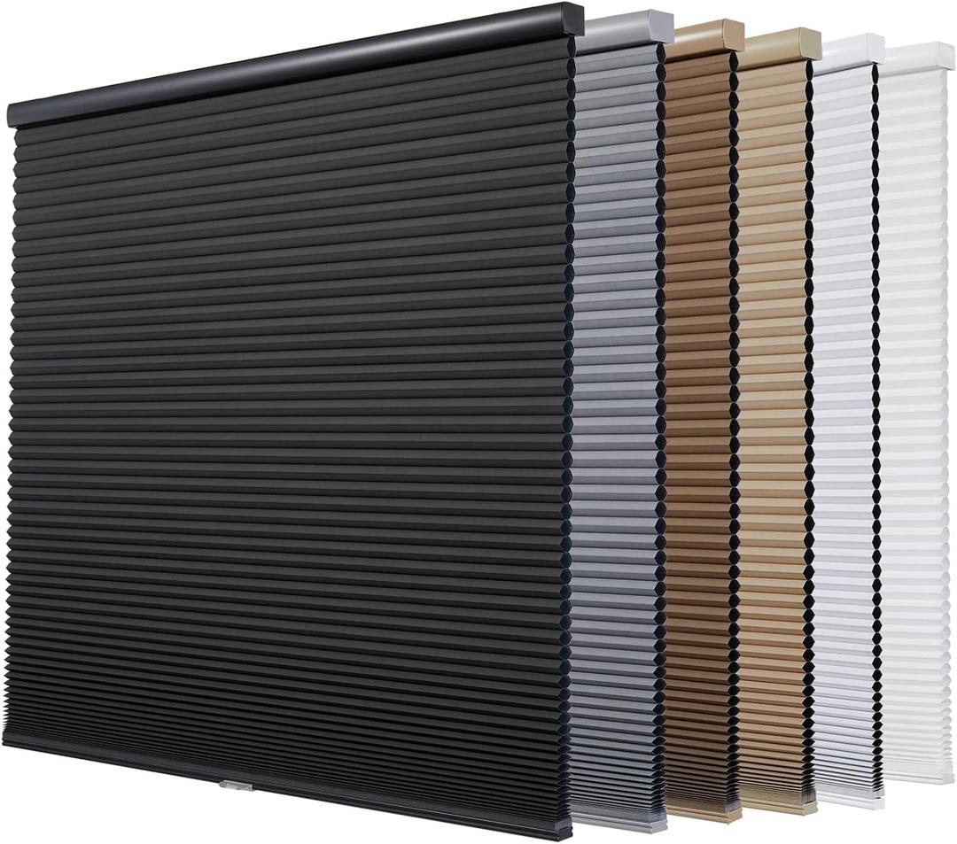 Persilux Custom Blackout Cellular Shades, Window Blinds, Honeycomb Blinds for Windows (White, 36" W x 48" H) Cordless Window Shades for Home Room Darkening Cellular Blinds Door Blinds (36" W X 48" H Ready Made, White (Blackout))