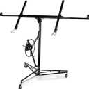 Drywall Lift, 150lb Drywall Lift Jack with Wheels - 16FT Adjustable Steel Sheetrock Hoist for Ceiling & Wall Installation - Heavy Duty Panel Lifter for Pros & Homeowners (Black)