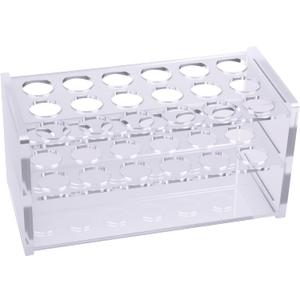 Clear Acrylic Test Tube Rack Thickened 4.5mm 18-Hole (17mm) Holder for 10ml & 15ml Tubes, Pens, Markers Transparent Lab & Desk Organizer (Clear - 18 Holes)