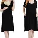 Mama & Wish Labor and Delivery Gown 3 in 1 Labor, Delivery and Nursing Gown for Hospital Made with Ultra-Soft Fabric (Large, Black)