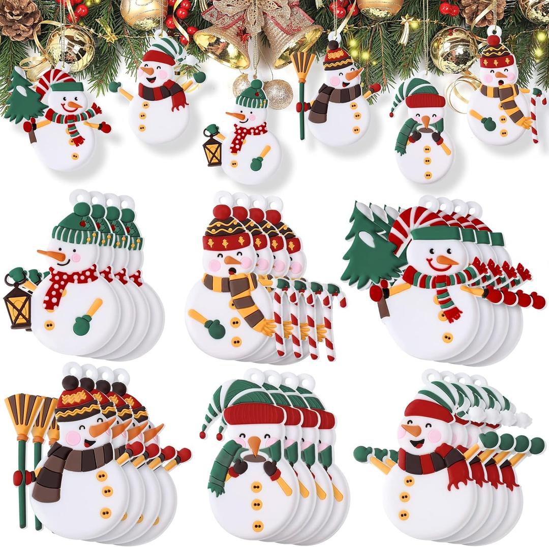 Zhanmai 24 Pieces Christmas Snowman Ornaments for Christmas Tree Decorations Cute Xmas Hanging Ornaments Traditional Xmas Tree Party Decors