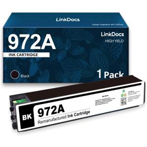 Remanufactured 972A Black Ink Cartridge Compatible for HP 972A BK F6T80AN Used with HP PageWide Pro 300, 352dw, 377dw, PageWide Pro 400, 452dw, MFP477dn, PageWide Pro 500, MFP 577z Printers,