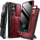 TONGATE for Samsung Galaxy S24 Ultra Case, [with Privacy Screen Protector & Slide Camera Cover] [2 Front Frames] Full-Body Heavy Duty S24 Ultra Phone Case with Stand & Belt Clip Holster, Maroon
