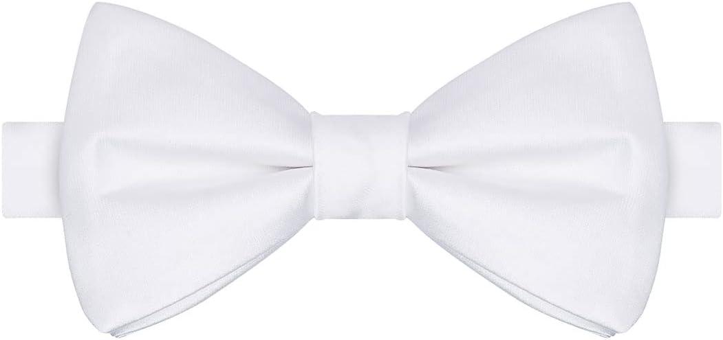 KissTies Mens Pre-Tied Bow Tie Adult's Adjustable Tuxedo Satin Bowtie (White)