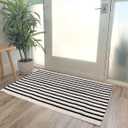 LEEVAN Black and White Striped Rug Doormat 2x3 Washable Front Porch Rug Farmhouse Layered Door Mats Outdoor Cotton Hand Woven Throw Carpet for Entryway/Front Steps/Bathroom/Home Entrance