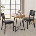 VECELO Folding Dining Chairs Set of 2, Metal Padded Foldable Seating with Comfortable Faux Leather, Space-Saving Portable Guest Seats for Kitchen & Office, No Assembly, Black, 2 Pack