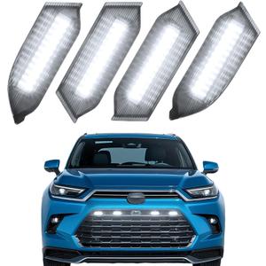 Led Grille Grill Lights fit for 2024 2025 2026 Toyota Grand Highlander Xle Limited Hybrid Sport OEM Grills Light Accessories (White Led-4pcs)